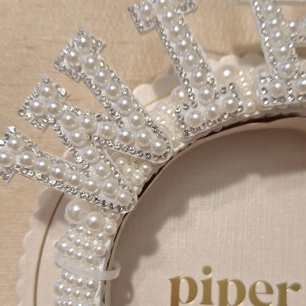 Piper K Gold Pearl Embellished Headband